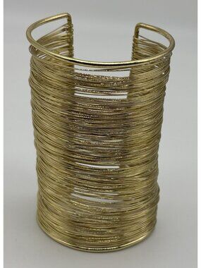 Statement Cuff Bracelet Extra Wide Gold Tone Bold Chunky Chic, 4-1/4 Inches Long